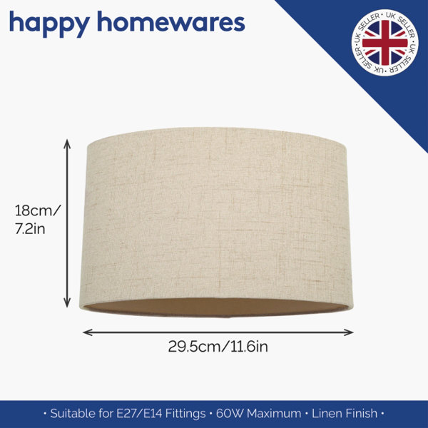 Happy Homewares 18Cm H Linen Oval Lamp Shade ( Screw On ) Wayfair.co.uk